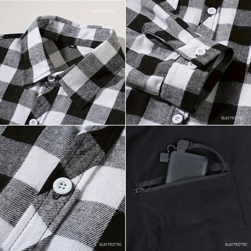 USB heated plaid flannel shirt jacket supplier product detail image 4