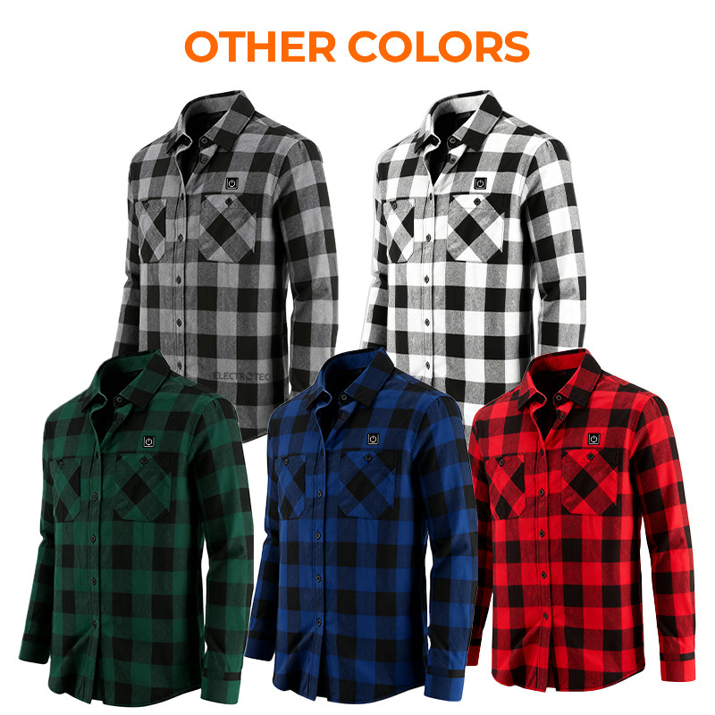 USB heated plaid flannel shirt jacket supplier product detail image 7