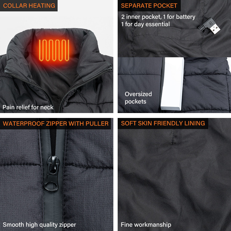 Lightweight 5V heated vest with battery pack supplier product detail image 6