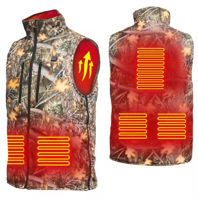 Multi-voltage camouflage heated hunting vest