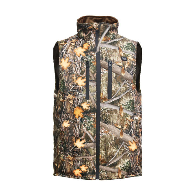 Camouflage color option for Multi-voltage camouflage heated hunting vest