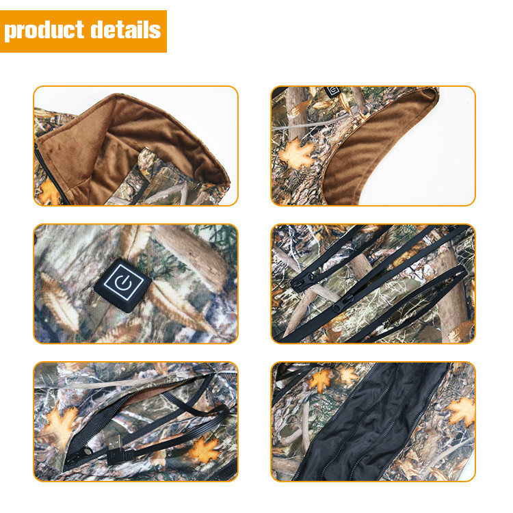 Multi-voltage camouflage heated hunting vest supplier product detail image 7