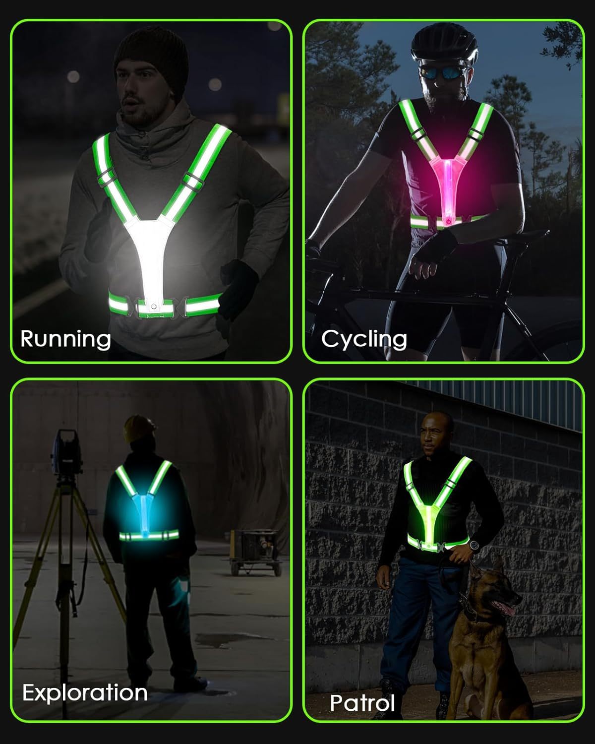 USB rechargeable high-visibility LED safety vest supplier product detail image 1
