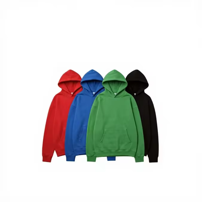 Organic cotton and recycled polyester pullover hoodie