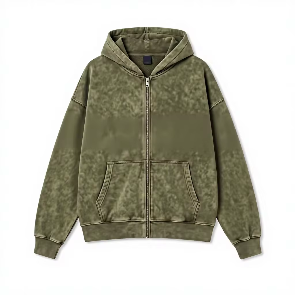 Recycled polyester zip-up fleece hoodie jacket product gallery image 1