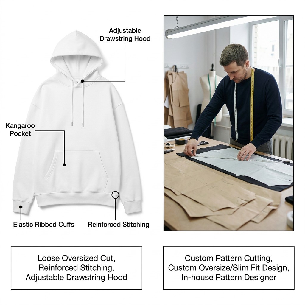 Organic cotton and recycled polyester pullover hoodie supplier product detail image 3