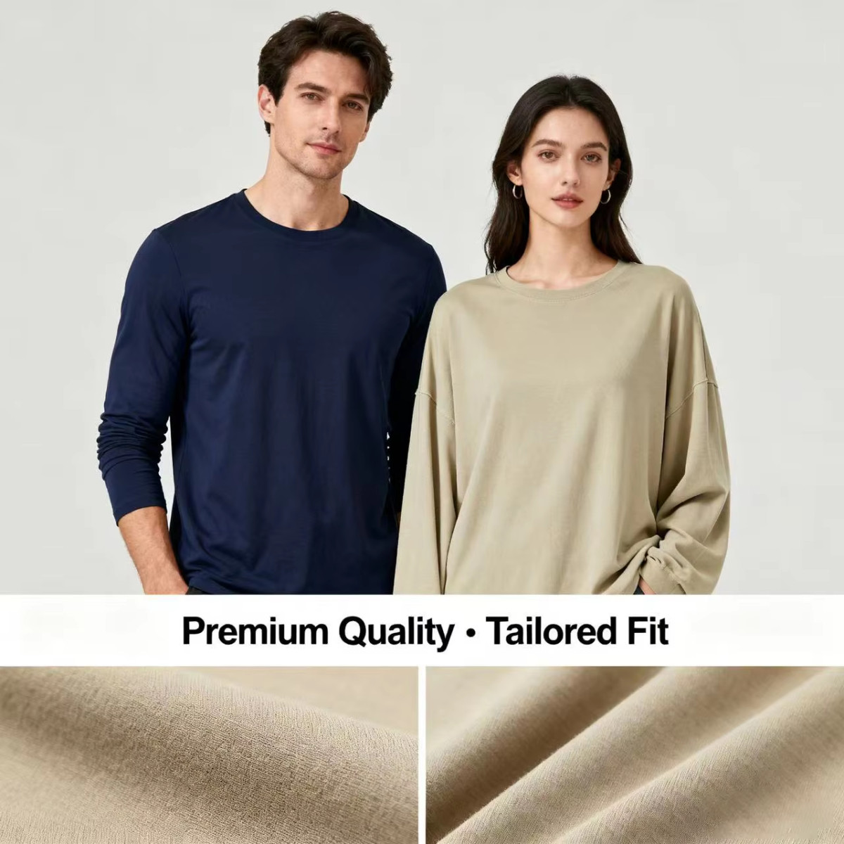 Organic bamboo cotton long-sleeve T-shirt supplier product detail image 4