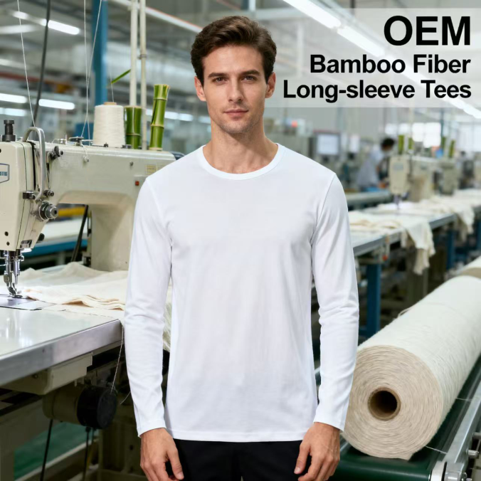 White color option for Organic bamboo cotton long-sleeve T-shirt