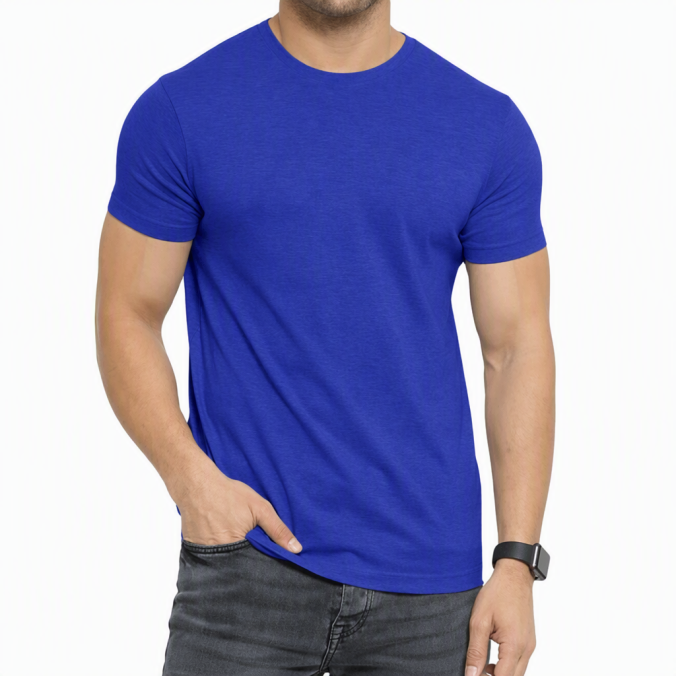 Blue color option for 60/40 recycled cotton blend bulk T-shirt