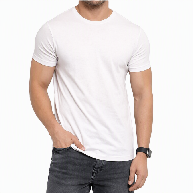 White color option for 60/40 recycled cotton blend bulk T-shirt