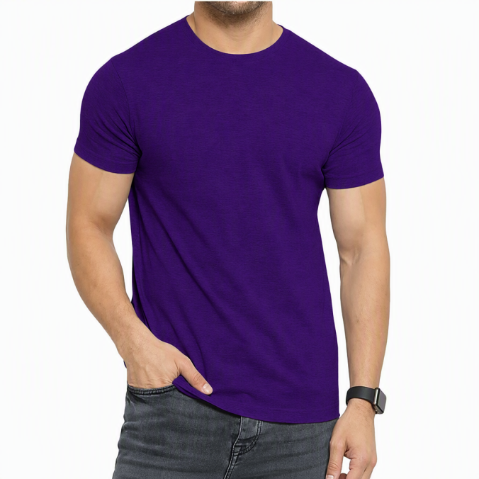 Purple color option for 60/40 recycled cotton blend bulk T-shirt