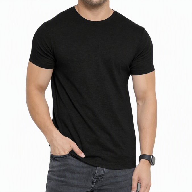 Black color option for 60/40 recycled cotton blend bulk T-shirt