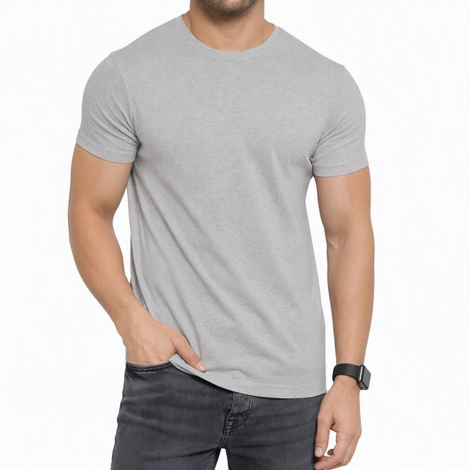 Silver color option for 60/40 recycled cotton blend bulk T-shirt