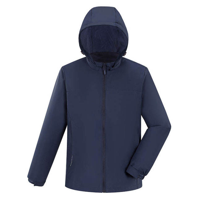 Navy blue color option for Recycled polyester hooded outdoor jacket