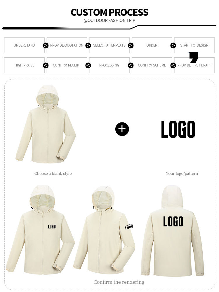 Recycled polyester hooded outdoor jacket supplier product detail image 2