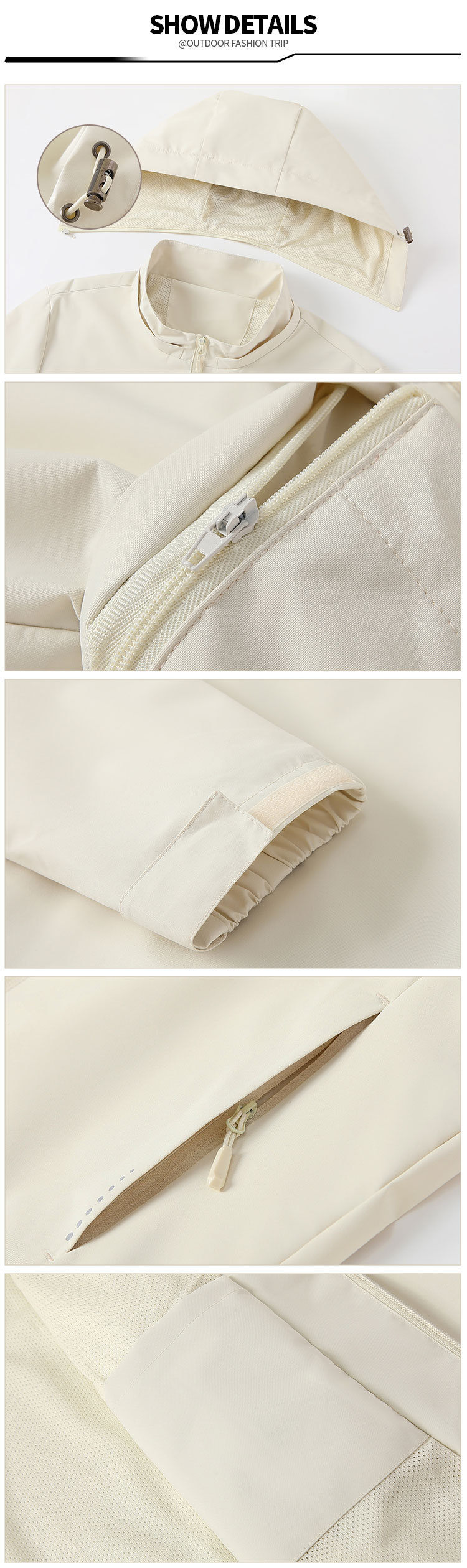 Recycled polyester hooded outdoor jacket supplier product detail image 5