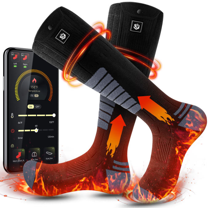 Black color option for Bluetooth heated ski socks