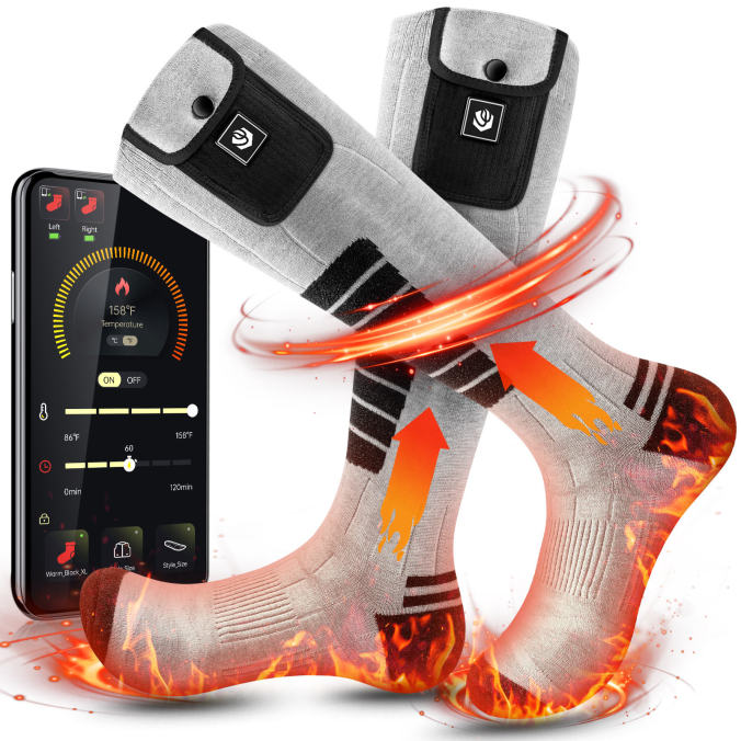 Gray color option for Bluetooth heated ski socks