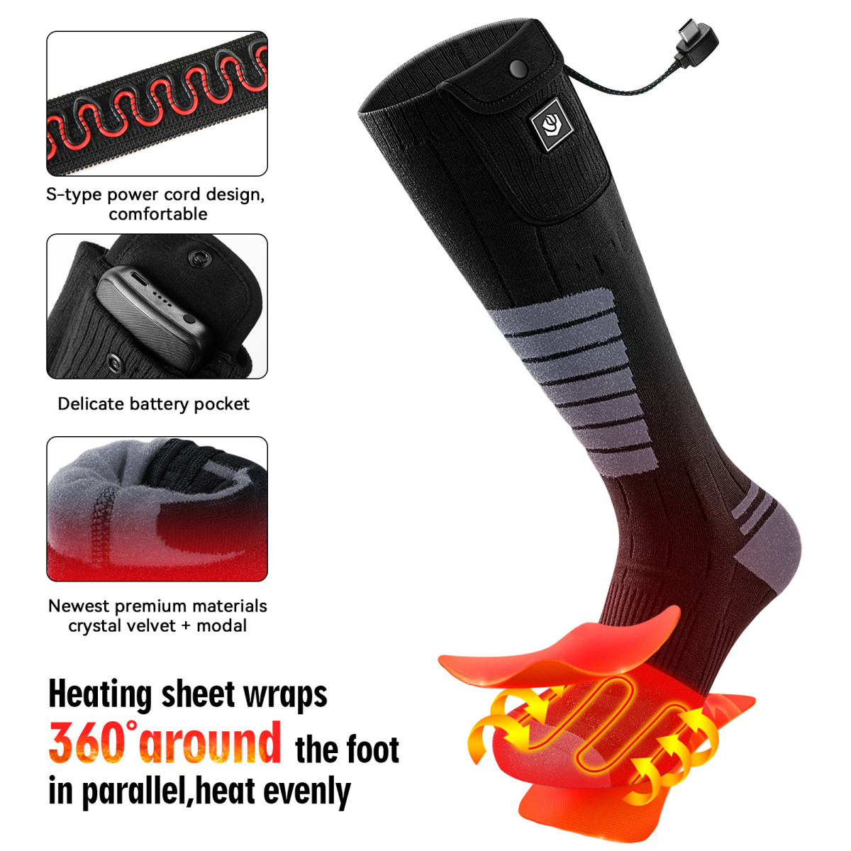 Bluetooth heated ski socks supplier product detail image 2