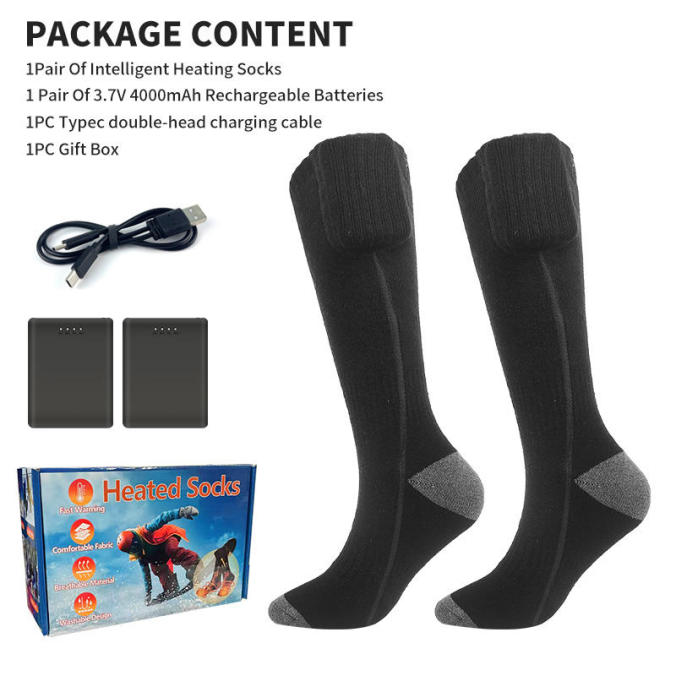 Black color option for 4000mAh washable heated socks