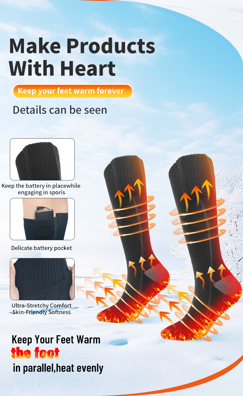 4000mAh washable heated socks supplier product detail image 3