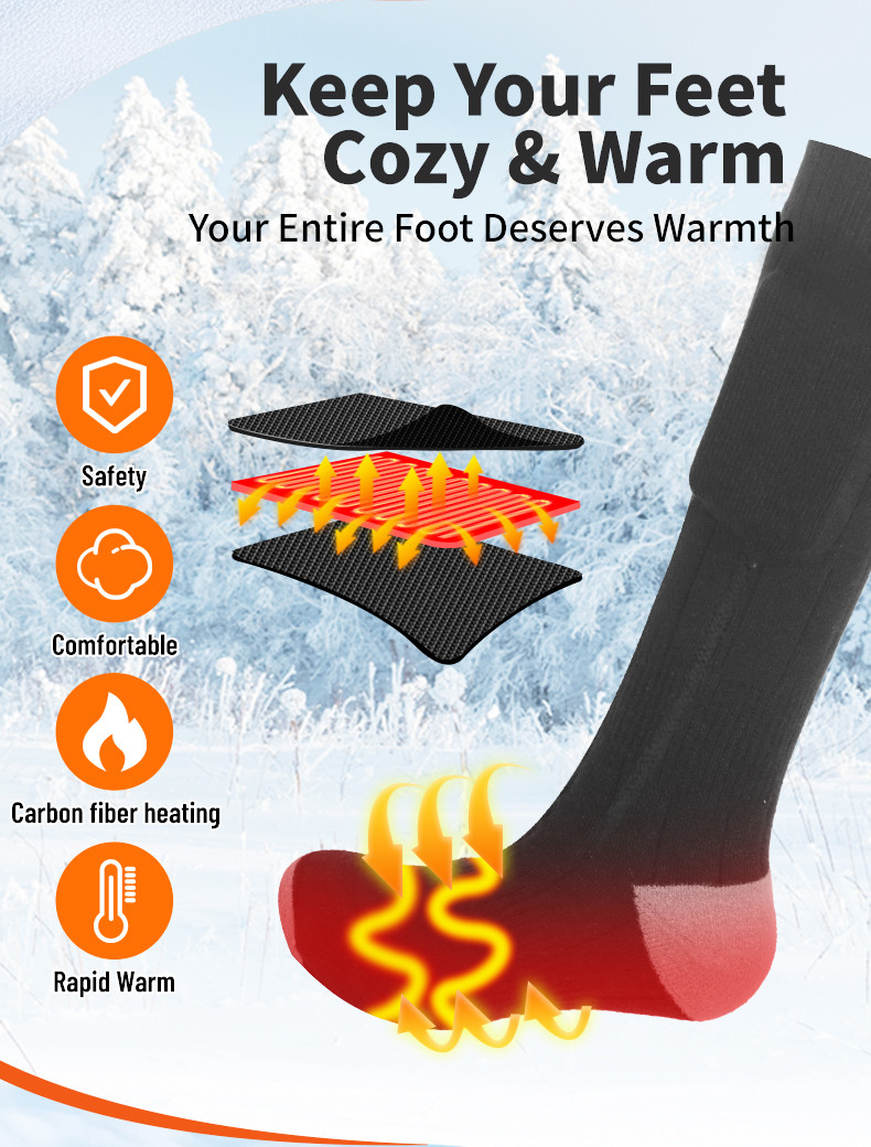 4000mAh washable heated socks supplier product detail image 4