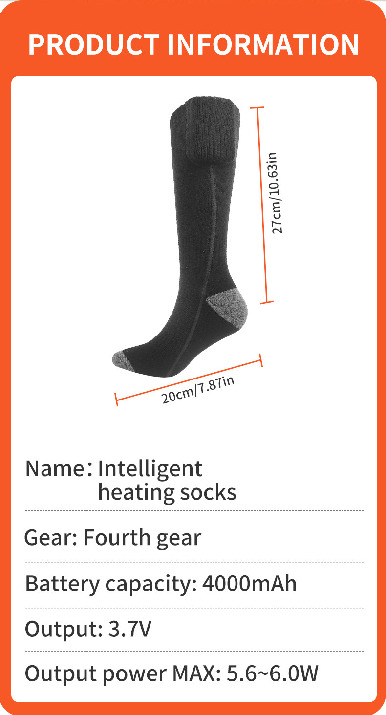 4000mAh washable heated socks supplier product detail image 7