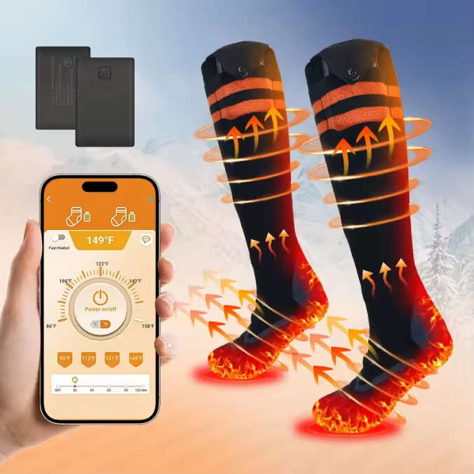App-control 5000mAh heated socks