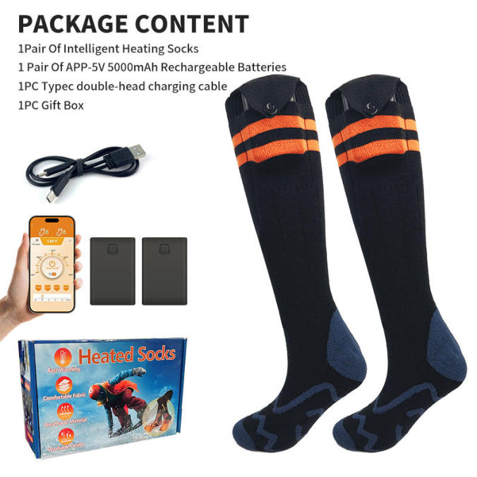 Black color option for App-control 5000mAh heated socks