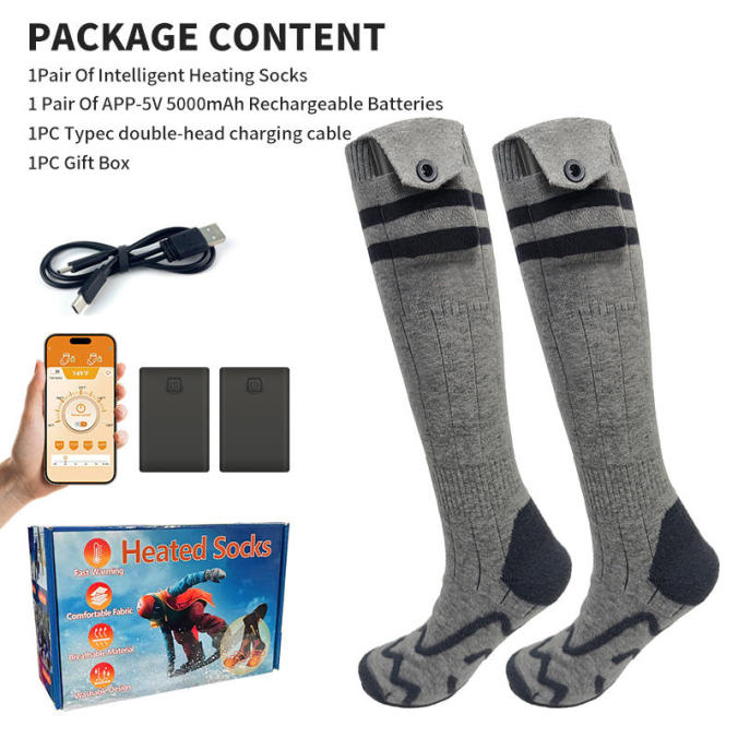Gray color option for App-control 5000mAh heated socks