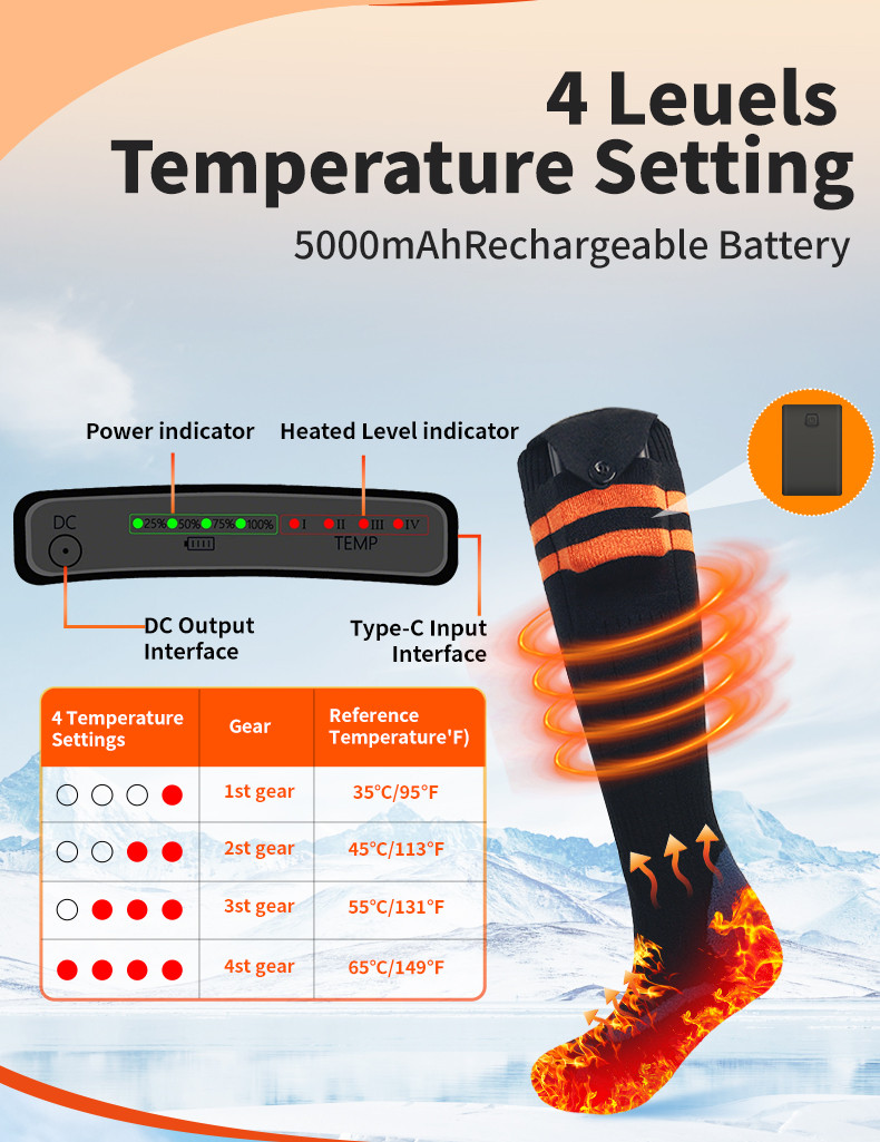 App-control 5000mAh heated socks supplier product detail image 2