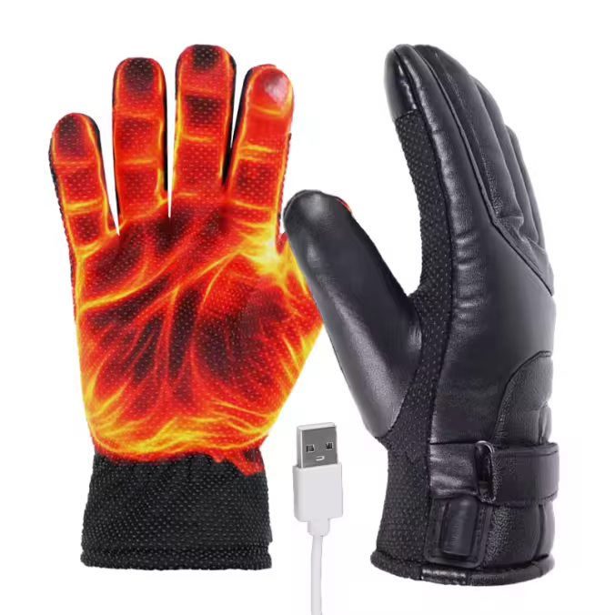 Waterproof leather heated gloves