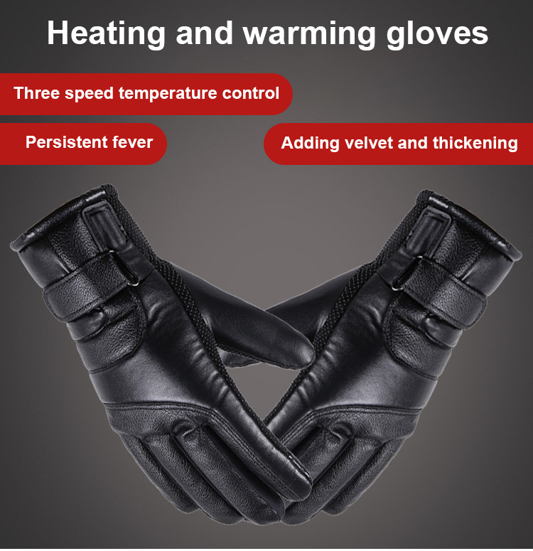 Waterproof leather heated gloves supplier product detail image 1
