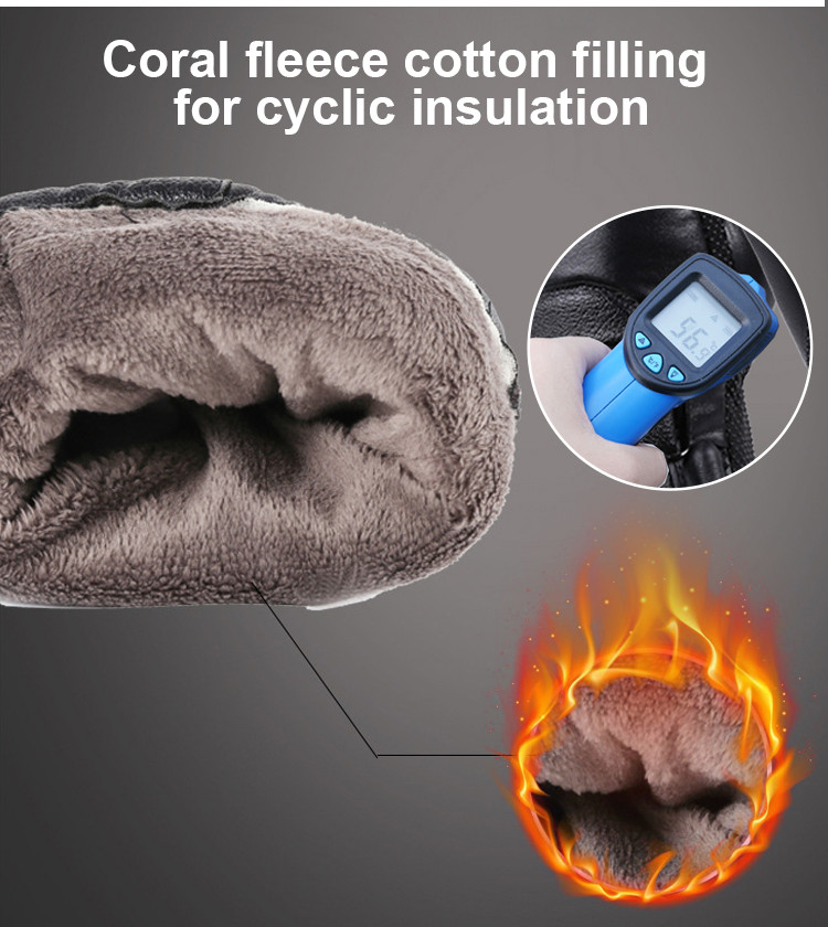 Waterproof leather heated gloves supplier product detail image 3