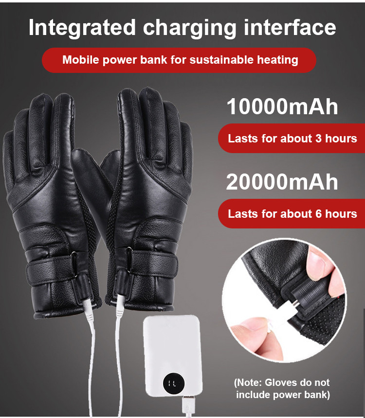 Waterproof leather heated gloves supplier product detail image 2