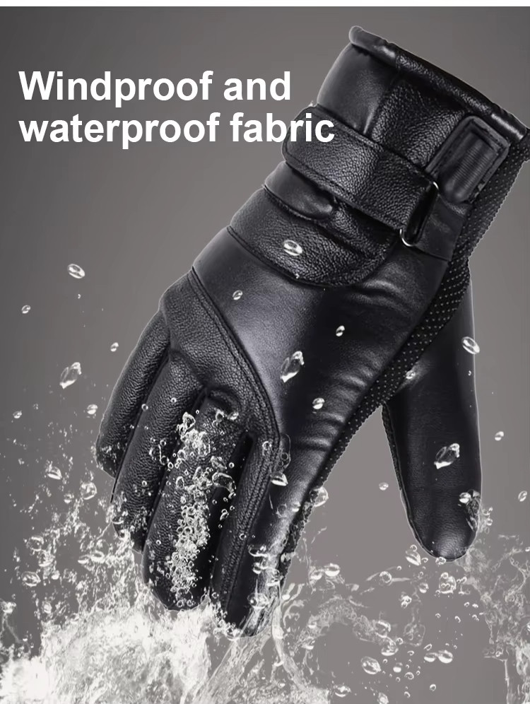 Waterproof leather heated gloves supplier product detail image 4
