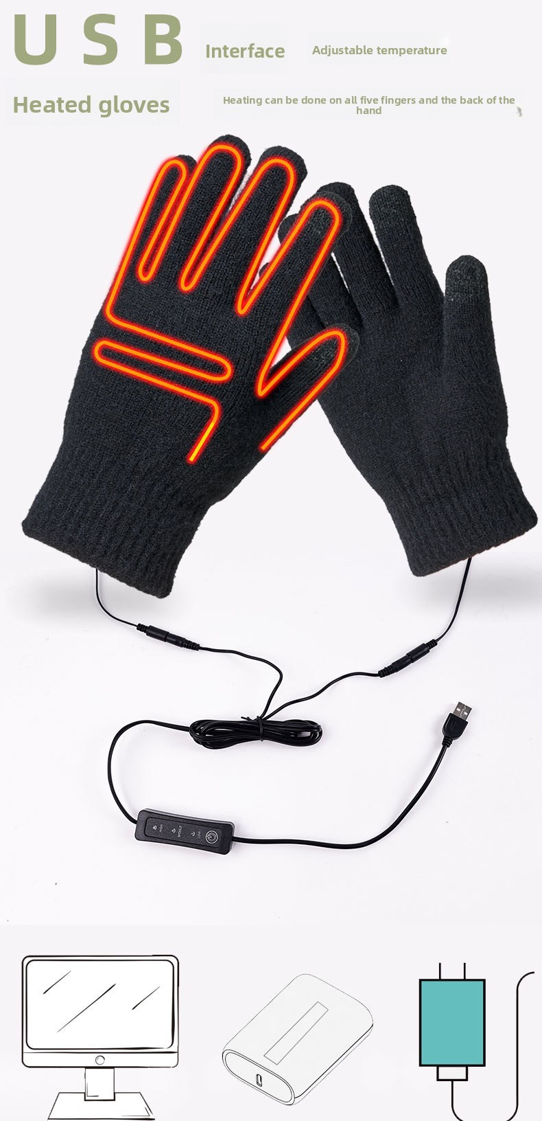 Adjustable-temperature heated gloves supplier product detail image 1