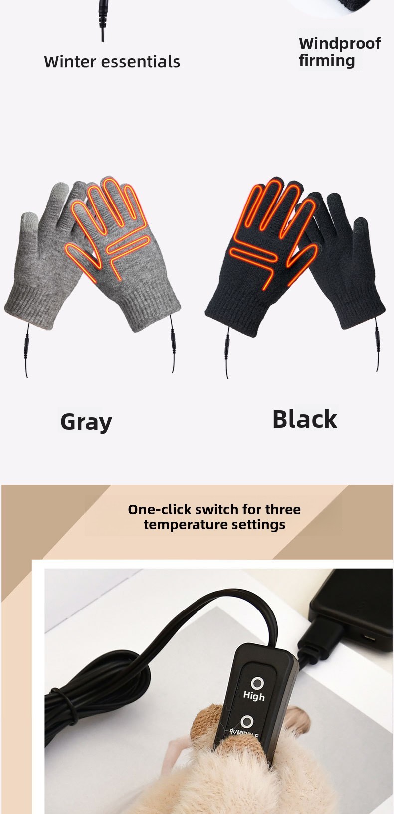 Adjustable-temperature heated gloves supplier product detail image 4
