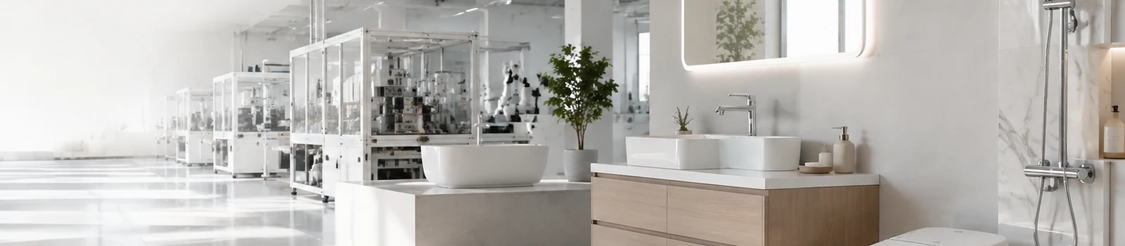 MICAWA bathroom products showroom and manufacturing banner