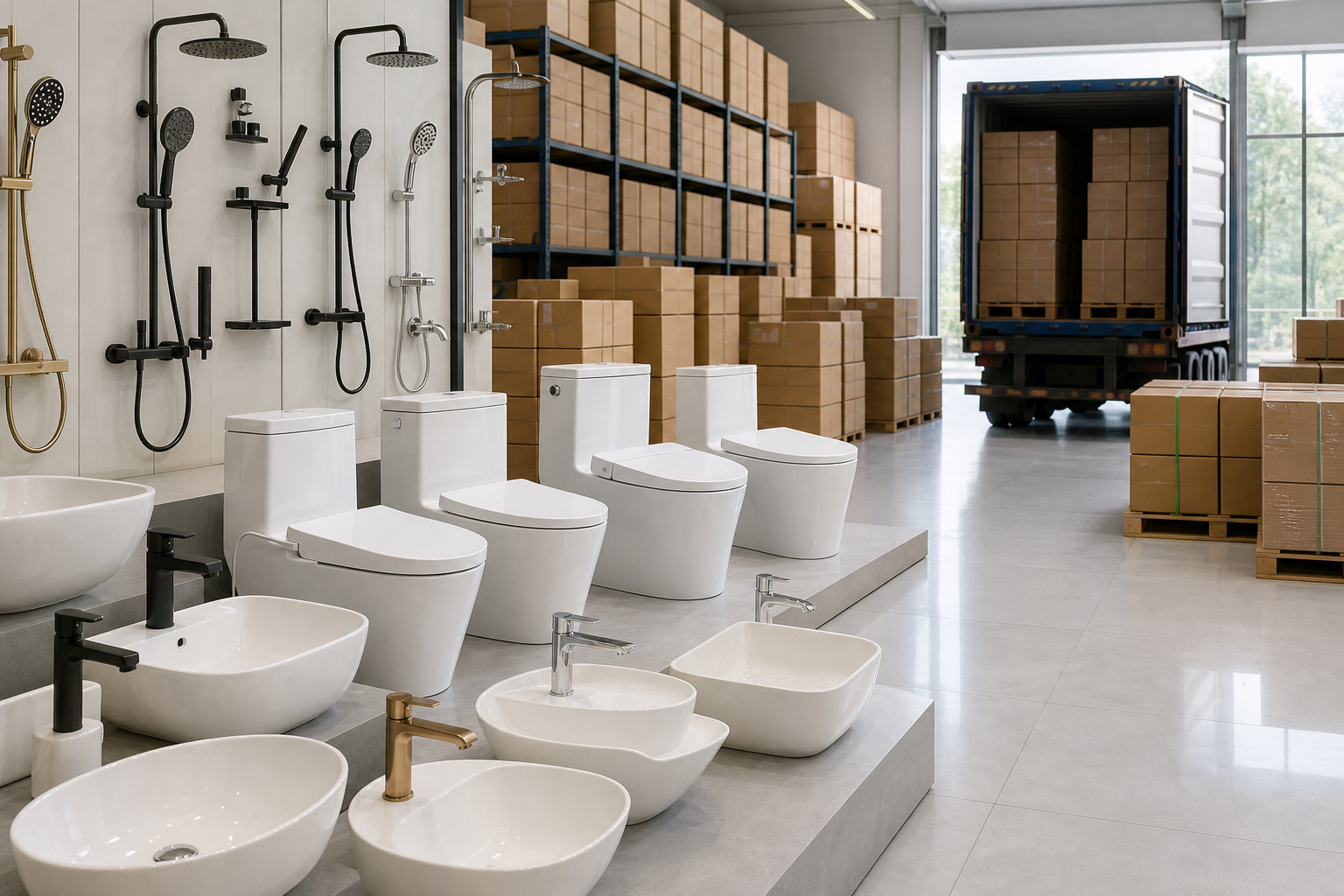 Coordinated sanitary ware package for a public washroom project