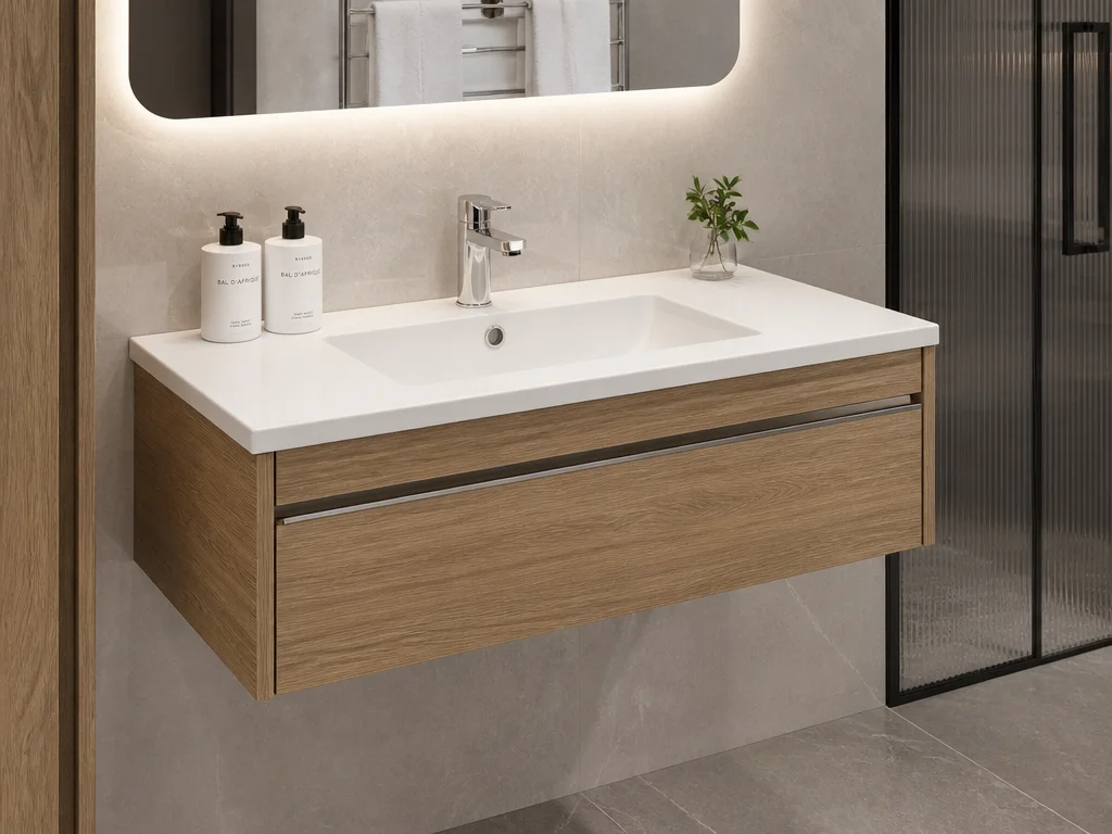 Wall-mounted bathroom vanity for modern hotel bathrooms