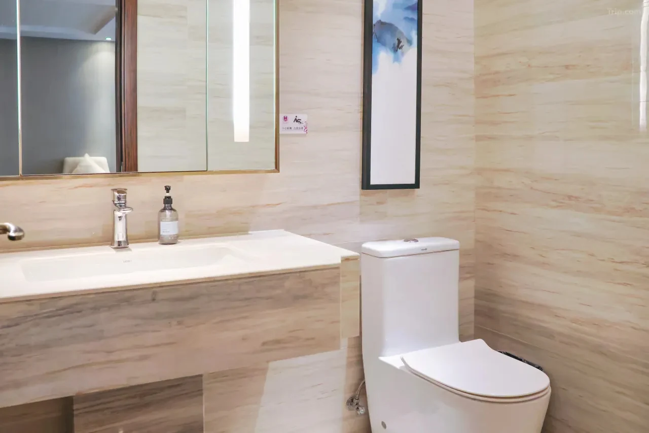 Hongguang Hotel bathroom vanity and toilet