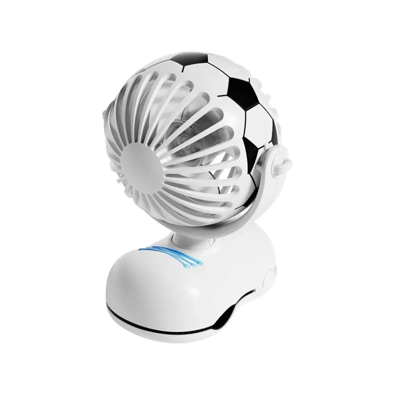World Cup Football Design Clip-On Fan, 3-Speed Adjustable, Rechargeable Desk Fan