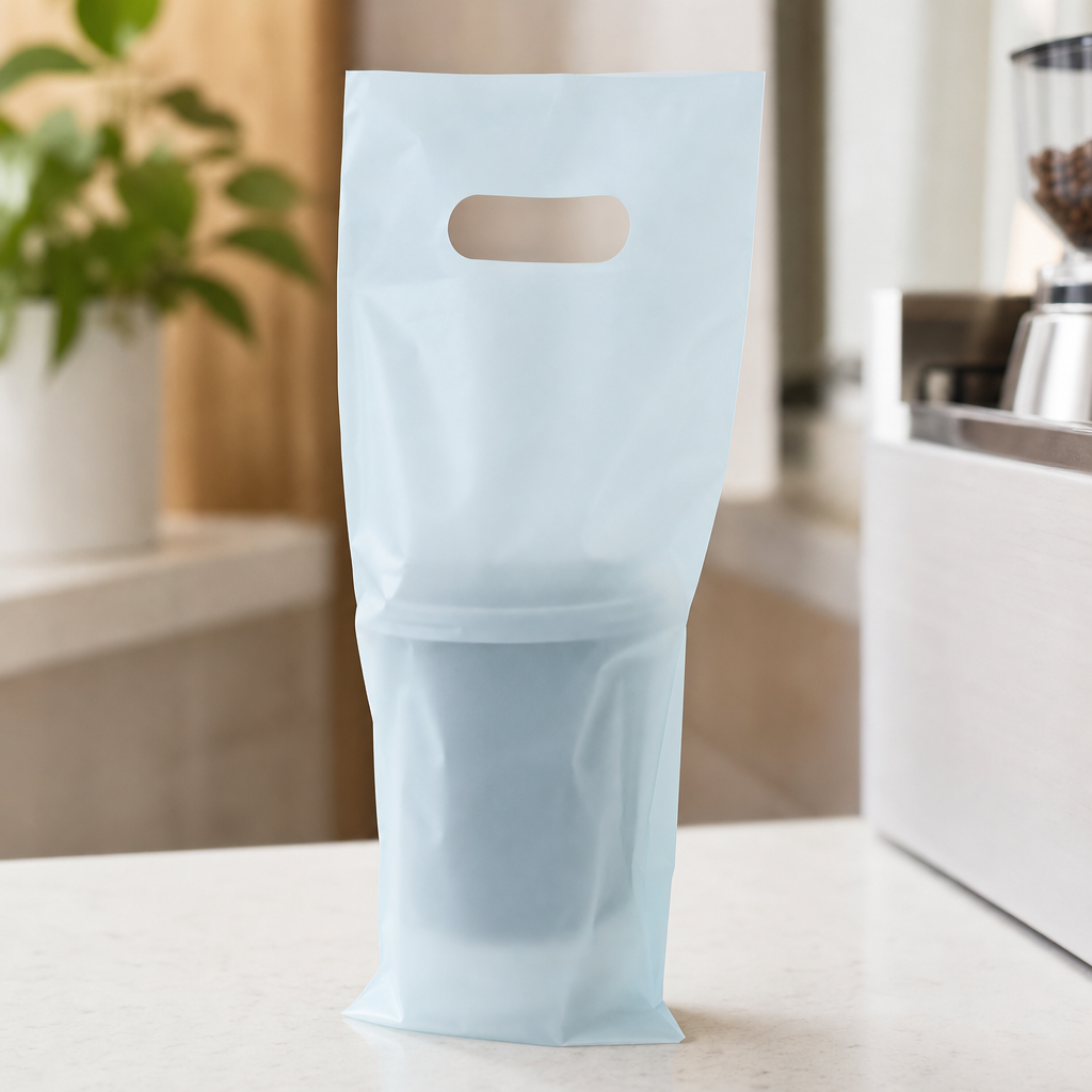 Compostable Takeout Cup Bag construction and presentation reference