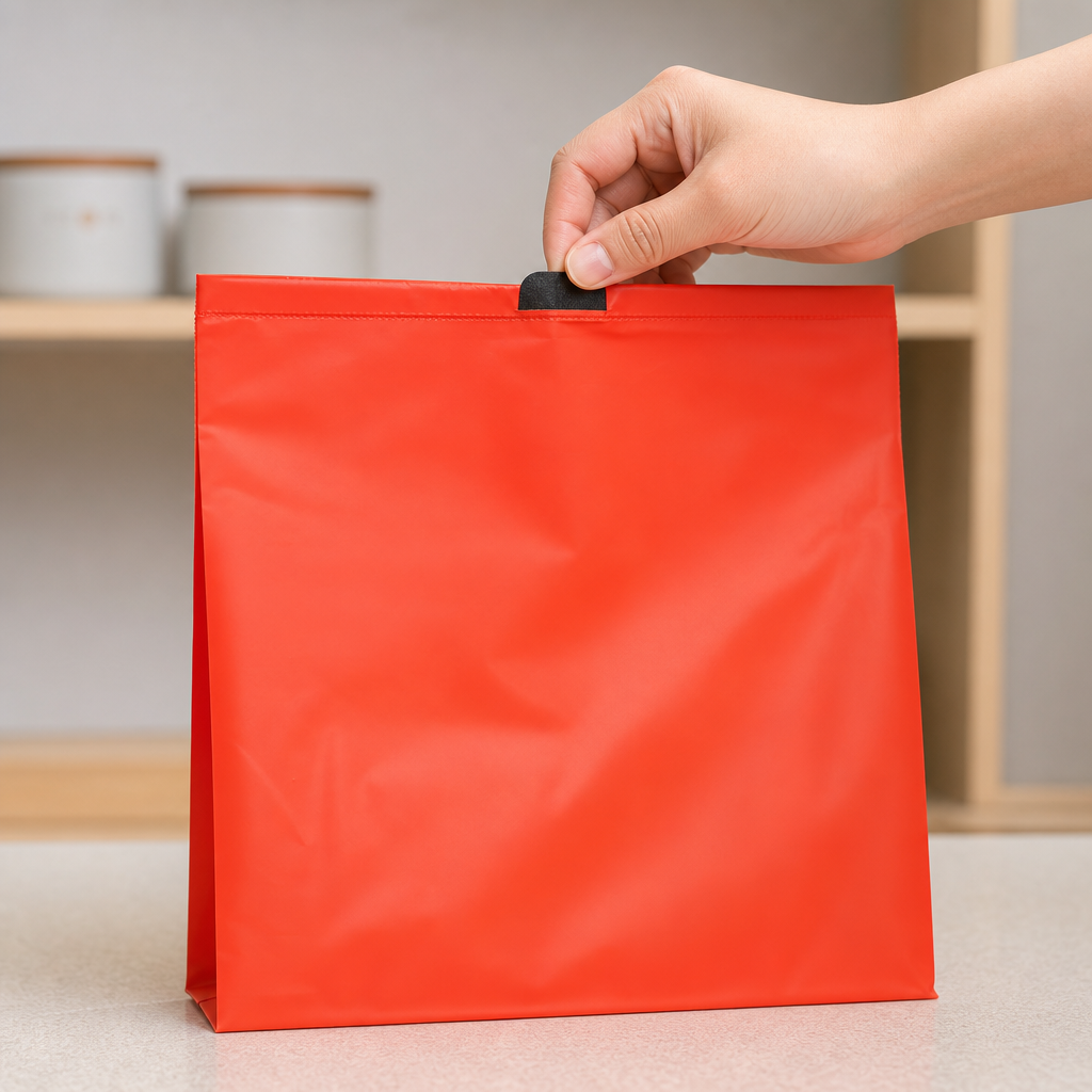 Compostable Drawstring Grocery Bag shown in a representative application setting