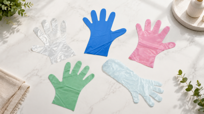 Assorted Worldchamp disposable plastic gloves