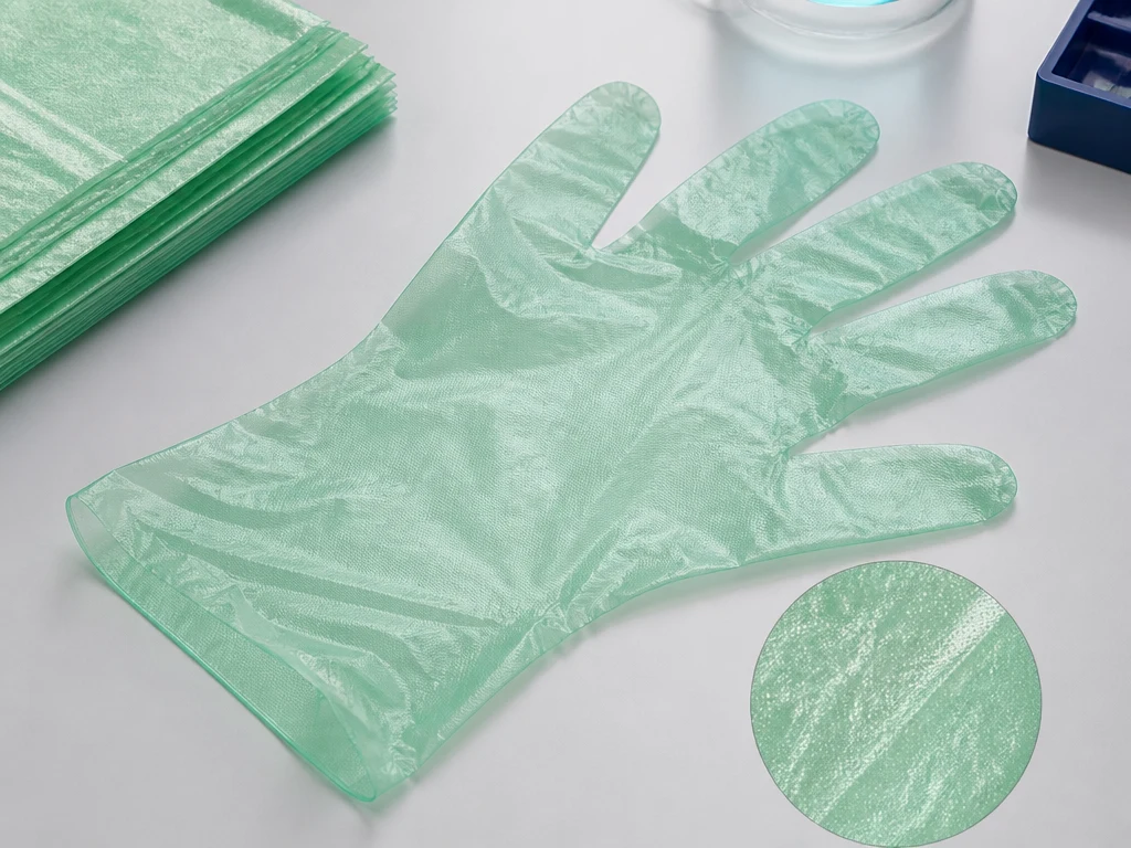 Disposable Biodegradable Gloves material surface, glove shape and cuff detail thumbnail