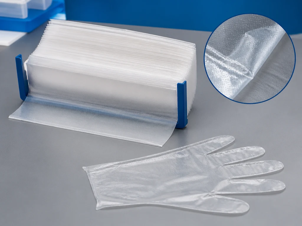 Booked PE Gloves material surface, glove shape and cuff detail thumbnail