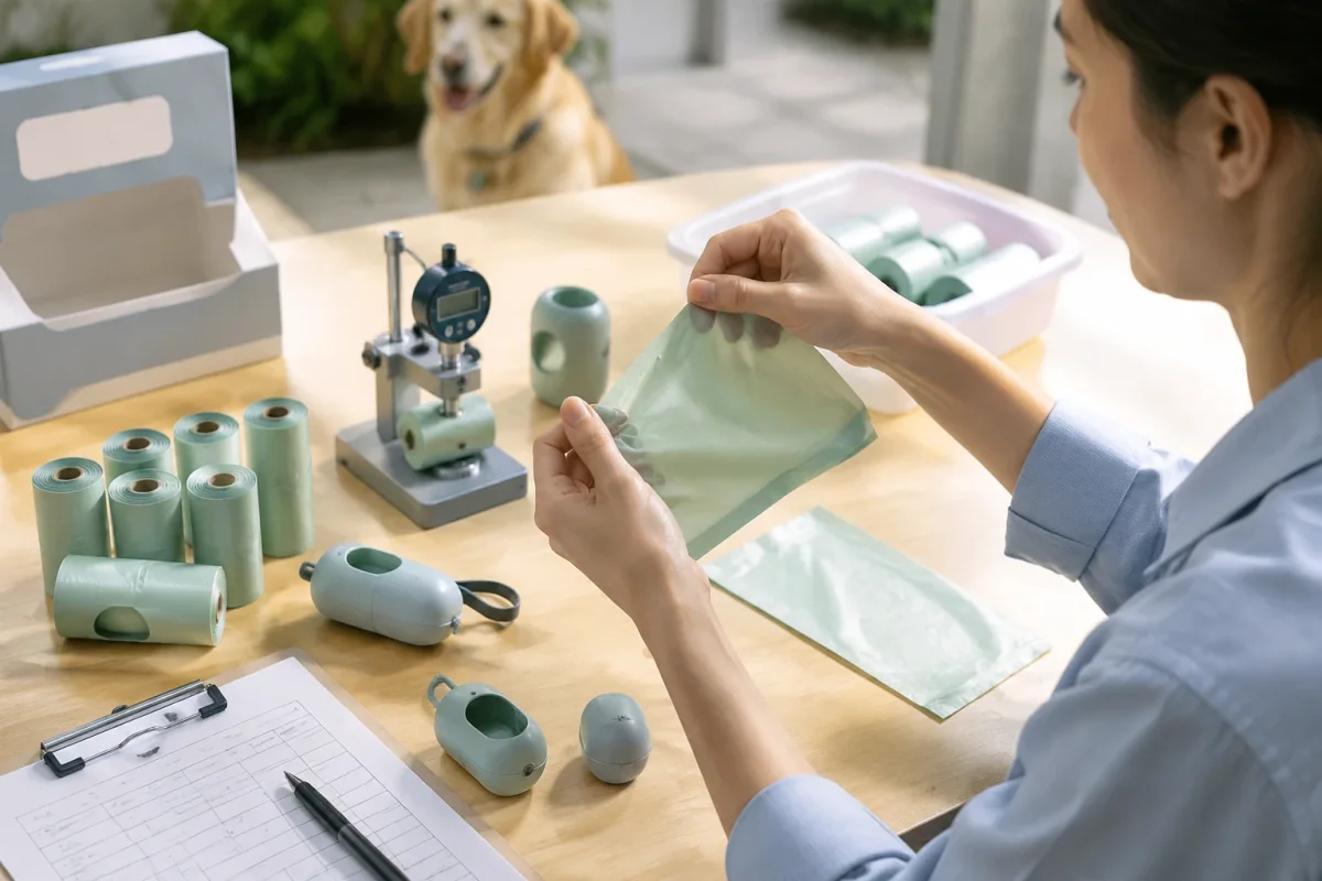 Pet waste bag quality check covering roll dimensions dispenser fit and film integrity