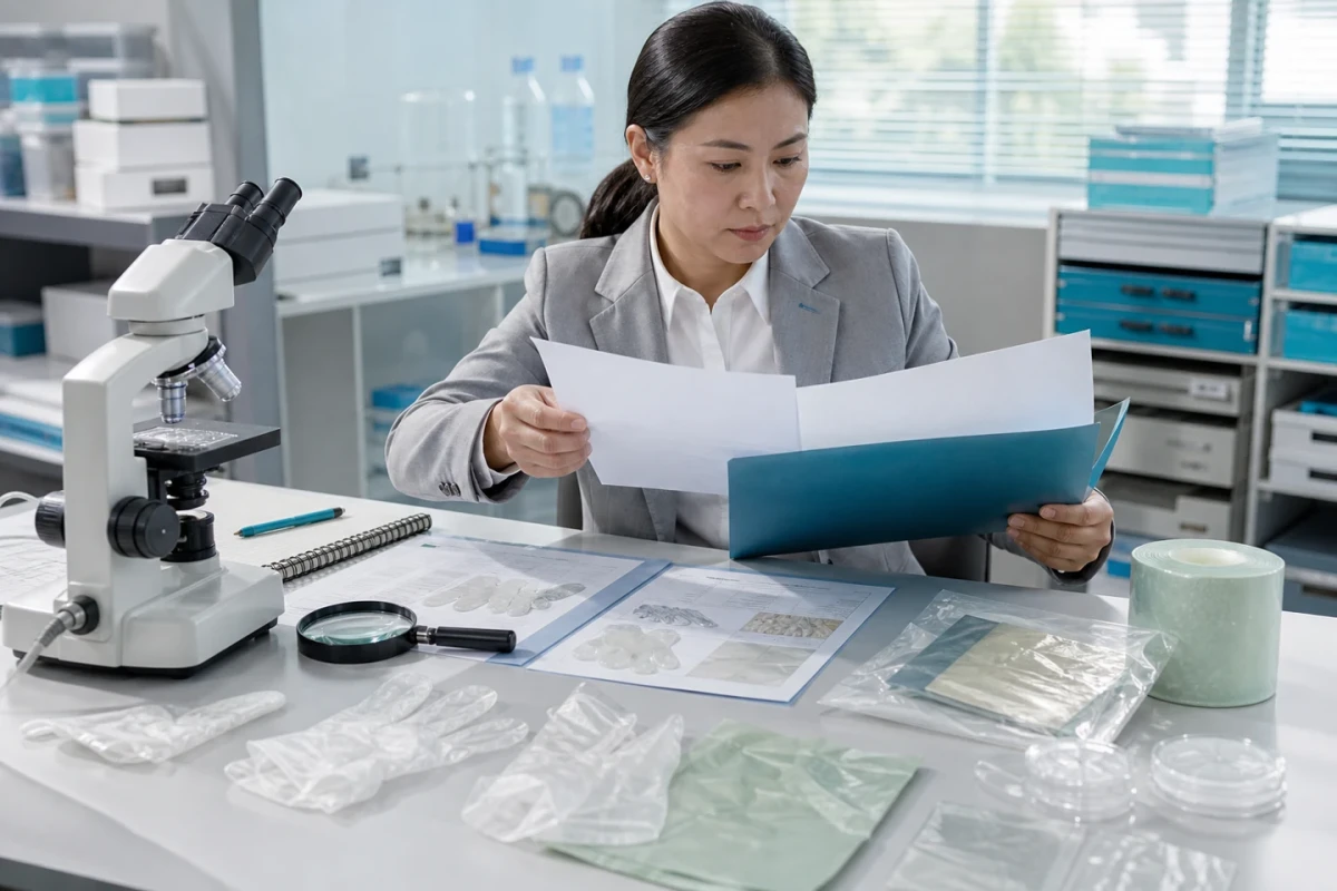 Compliance specialist reviewing product evidence